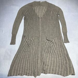 Free People Brown Shadow Striped Snap Button Duster Cardigan Women's‎ Size Small